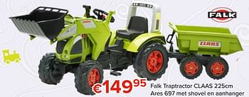 Promoties Falk tractor claas 225cm ares 697 met shovel en aanhanger - Falk - Geldig van 27/10/2017 tot 06/12/2017 bij Euro Shop