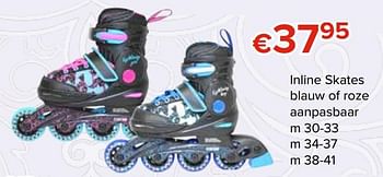 Promoties Inline skates blauw of roze aanpasbaar - Huismerk - Euroshop - Geldig van 27/10/2017 tot 06/12/2017 bij Euro Shop