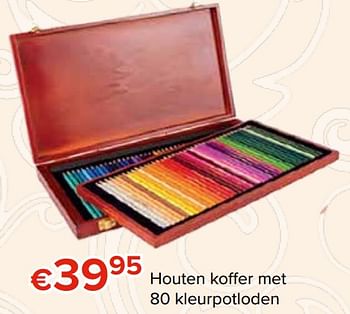 Promoties Houten koffer met 80 kleurpotloden - Huismerk - Euroshop - Geldig van 27/10/2017 tot 06/12/2017 bij Euro Shop