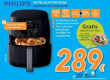 Promoties Philips heteluchtfriteuse airfryer xxl hd9650-90 - Philips - Geldig van 26/10/2017 tot 24/11/2017 bij Krefel