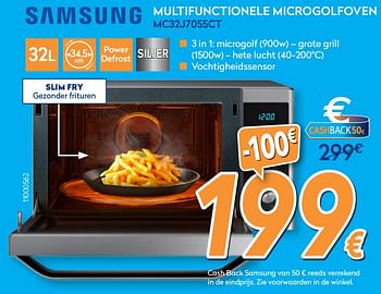 Promoties Samsung multifunctionele microgolfoven mc32j7055ct - Samsung - Geldig van 26/10/2017 tot 24/11/2017 bij Krefel