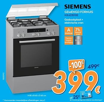 Promoties Siemens gemengd fornuis hx423510e - Siemens - Geldig van 26/10/2017 tot 24/11/2017 bij Krefel