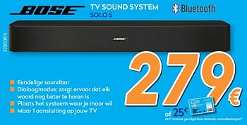Promoties Bose tv sound system solo 5 - Bose - Geldig van 26/10/2017 tot 24/11/2017 bij Krefel
