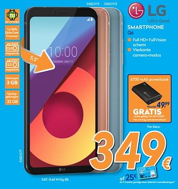 Promoties Lg smartphone q6 - LG - Geldig van 26/10/2017 tot 24/11/2017 bij Krefel