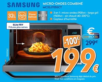 Promotions Samsung micro-ondes combiné mc32j7055ct - Samsung - Valide de 26/10/2017 à 24/11/2017 chez Krefel