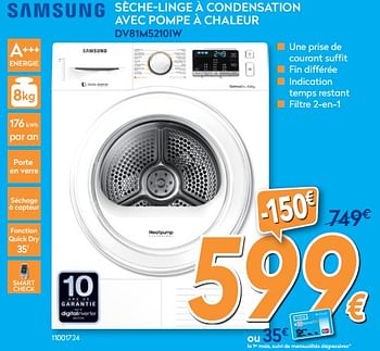 Promotions Samsung sèche-linge à condensation avec pompe à chaleur dv81m5210iw - Samsung - Valide de 26/10/2017 à 24/11/2017 chez Krefel