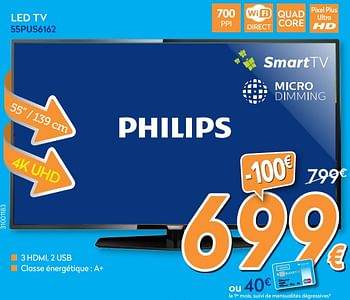 Promotions Philips led tv 55pus6162 - Philips - Valide de 26/10/2017 à 24/11/2017 chez Krefel