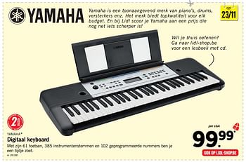 Promoties Digitaal keyboard - Yamaha - Geldig van 25/10/2017 tot 07/12/2017 bij Lidl