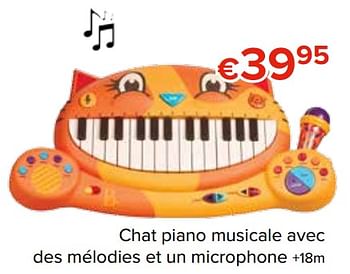 Promoties Chat piano musicale avec des mélodies et un microphone - Battat - Geldig van 27/10/2017 tot 06/12/2017 bij Euro Shop