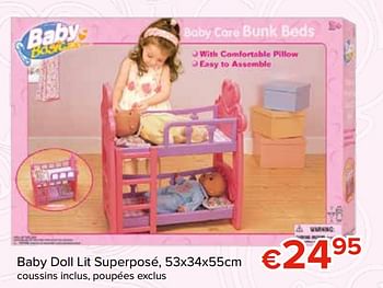 Promotions Baby doll lit superposé - Produit Maison - Euroshop - Valide de 27/10/2017 à 06/12/2017 chez Euro Shop