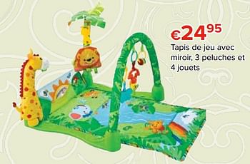 Promoties Tapis de jeu avec miroir, 3 peluches et 4 jouets - Huismerk - Euroshop - Geldig van 27/10/2017 tot 06/12/2017 bij Euro Shop