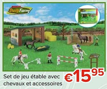 Promotions Set de jeu étable avec chevaux et accessoires - Daily Farm - Valide de 27/10/2017 à 06/12/2017 chez Euro Shop