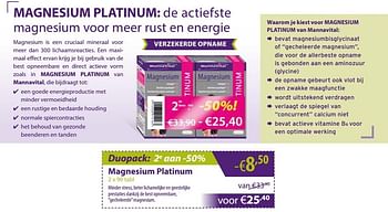 Promoties Magnesium platinum - Huismerk - Mannavita - Geldig van 03/11/2017 tot 30/11/2017 bij Mannavita