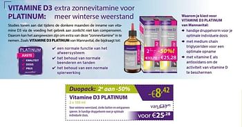 Promoties Vitamine d3 platinum - Huismerk - Mannavita - Geldig van 03/11/2017 tot 30/11/2017 bij Mannavita