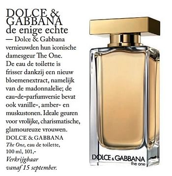 Promoties Dolce + gabbana the one, eau de toilette - Dolce & Gabbana - Geldig van 05/09/2017 tot 31/12/2017 bij De Bijenkorf