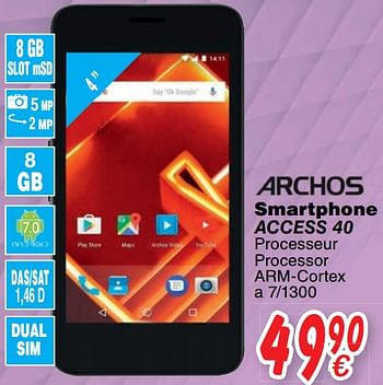Promotions Archos smartphone acces 40 - Archos - Valide de 24/10/2017 à 06/12/2017 chez Cora