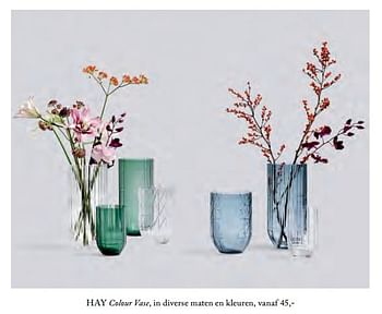 Promoties Hay colour vase in diverse maten en kleuren - HAY - Geldig van 08/10/2017 tot 23/11/2017 bij De Bijenkorf