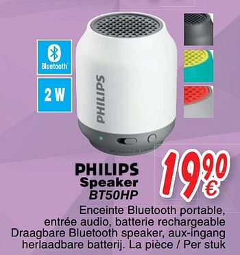 Promoties Philips speaker bt50hp - Philips - Geldig van 24/10/2017 tot 06/12/2017 bij Cora