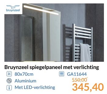 Promoties Bruynzeel spiegelpaneel met verlichting - Bruynzeel - Geldig van 01/11/2017 tot 30/11/2017 bij Sanitairwinkel