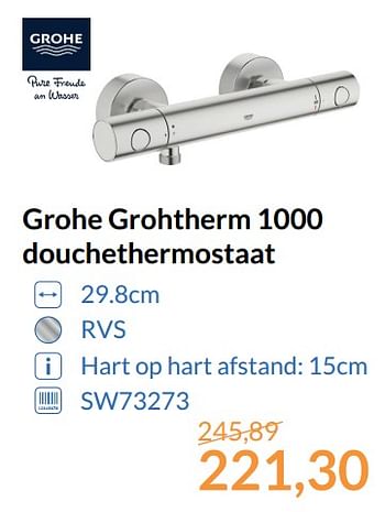 Promotions Grohe grohtherm 1000 douchethermostaat - Grohe - Valide de 01/11/2017 à 30/11/2017 chez Magasin Salle de bains