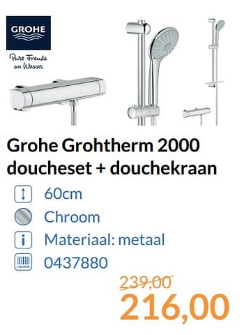 Promoties Grohe grohtherm 2000 doucheset + douchekraan - Grohe - Geldig van 01/11/2017 tot 30/11/2017 bij Sanitairwinkel