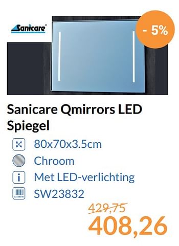Promoties Sanicare qmirrors led spiegel - Sanicare - Geldig van 01/11/2017 tot 30/11/2017 bij Sanitairwinkel