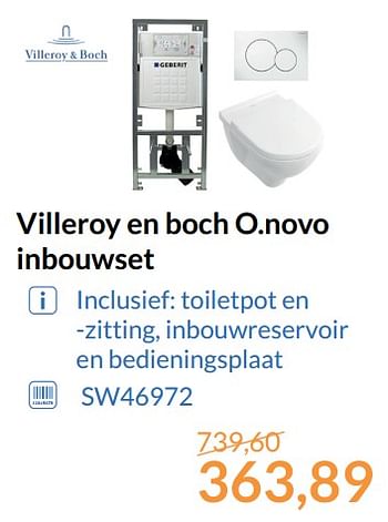 Promoties Villeroy en boch o.novo inbouwset - Villeroy & boch - Geldig van 01/11/2017 tot 30/11/2017 bij Sanitairwinkel