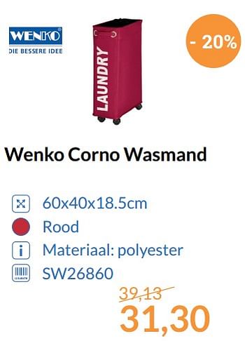 Promoties Wenko corno wasmand - Wenko - Geldig van 01/11/2017 tot 30/11/2017 bij Sanitairwinkel