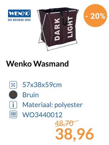 Promoties Wenko wasmand - Wenko - Geldig van 01/11/2017 tot 30/11/2017 bij Sanitairwinkel