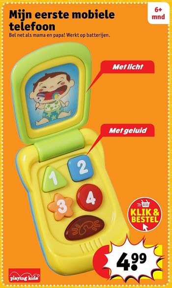 Promoties Mijn eerste mobiele telefoon - Playing Kids - Geldig van 17/10/2017 tot 06/12/2017 bij Kruidvat