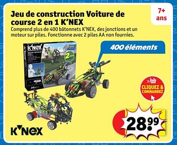 Promotions Jeu de construction voiture de course 2 en 1 k`nex - K'Nex - Valide de 17/10/2017 à 06/12/2017 chez Kruidvat