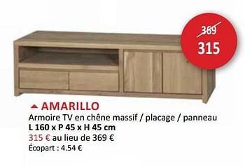 Promotions Amarillo armoire tv en chêne massif - placage - panneau - Produit maison - Weba - Valide de 25/10/2017 à 23/11/2017 chez Weba