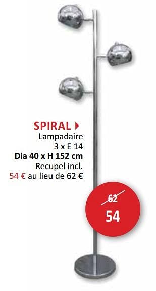 Promotions Spiral lampadaire - Produit maison - Weba - Valide de 25/10/2017 à 23/11/2017 chez Weba