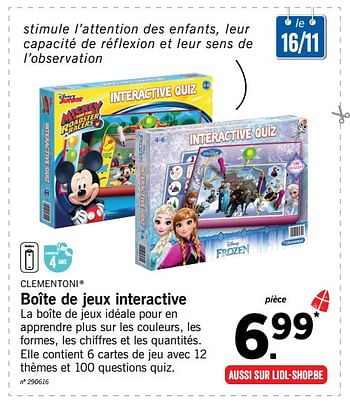 Promoties Boîte de jeux interactive - Clementoni - Geldig van 25/10/2017 tot 07/12/2017 bij Lidl
