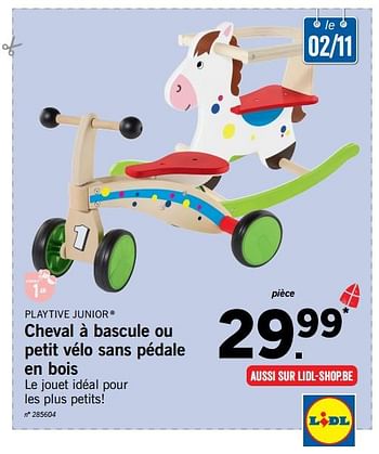 Promotions Cheval à bascule ou petit vélo sans pédale en bois - Playtive Junior - Valide de 25/10/2017 à 07/12/2017 chez Lidl
