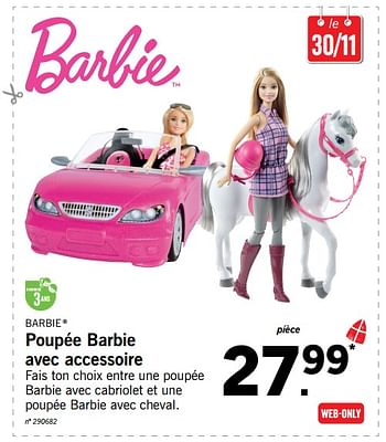 Promoties Poupée barbie avec accessoire - Mattel - Geldig van 25/10/2017 tot 07/12/2017 bij Lidl
