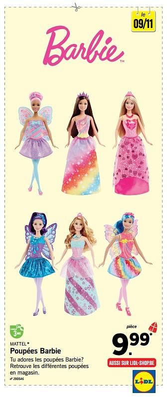 snel long site Mattel Poupées barbie - Promotie bij Lidl