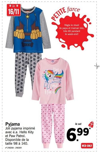 Promoties Pyjama - Huismerk - Lidl - Geldig van 25/10/2017 tot 07/12/2017 bij Lidl