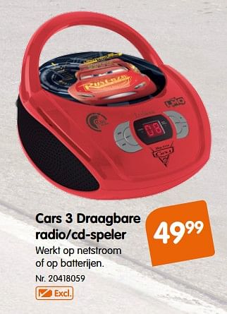 Promoties Cars 3 draagbare radio-cd-speler - Cars - Geldig van 17/10/2017 tot 30/11/2017 bij Fun
