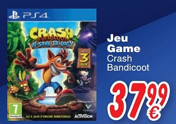 Promoties Jeu game crash bandicoot - Activision - Geldig van 24/10/2017 tot 06/12/2017 bij Cora