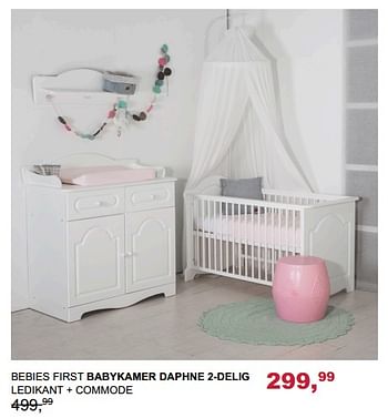 Promoties Bebies first babykamer daphne 2-delig 99 ledikant + commode - bebiesfirst - Geldig van 29/10/2017 tot 18/11/2017 bij Baby & Tiener Megastore