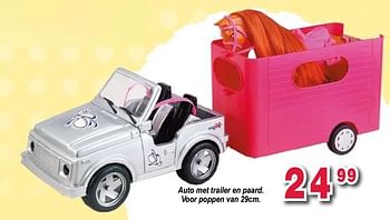 Promoties Auto met trailer en paard voor poppen - Huismerk - Deproost - Geldig van 10/10/2017 tot 06/12/2017 bij Deproost