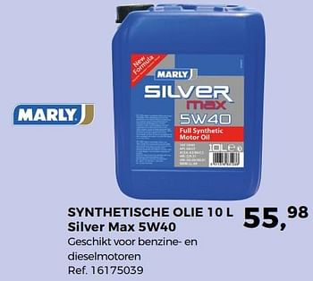 Promoties Synthetische olie 10 l silver max 5w40 - Marly - Geldig van 07/11/2017 tot 05/12/2017 bij Supra Bazar