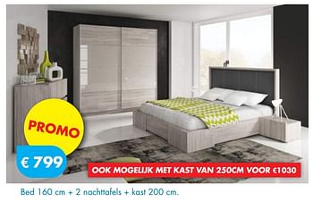 Promoties Bed 160 cm + 2 nachttafels + kast 200 cm - Huismerk - O & O Trendy Wonen - Geldig van 01/11/2017 tot 30/11/2017 bij O & O Trendy Wonen