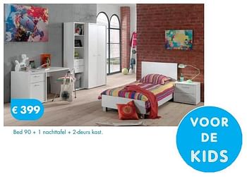 Promoties Bed 90 + 1 nachttafel + 2-deurs kast - Huismerk - O & O Trendy Wonen - Geldig van 01/11/2017 tot 30/11/2017 bij O & O Trendy Wonen