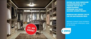 Promoties Dressing compleet zoals afgebeeld 390 x 330 cm incl. opties (excl kledij en decoratie) - Huismerk - O & O Trendy Wonen - Geldig van 01/11/2017 tot 30/11/2017 bij O & O Trendy Wonen