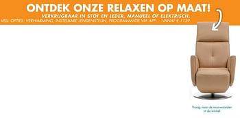 Promoties Ontdek onze relaxen op maat - Huismerk - O & O Trendy Wonen - Geldig van 01/11/2017 tot 30/11/2017 bij O & O Trendy Wonen
