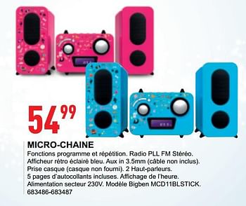 Promotions Micro-chaine mcd11blstick - BIGben - Valide de 18/10/2017 à 06/12/2017 chez Trafic