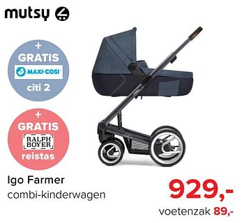 Promotions Igo farmer combi-kinderwagen - Mutsy - Valide de 30/10/2017 à 09/12/2017 chez Baby-Dump