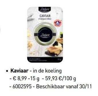 Promoties Kaviaar - Deluxe - Geldig van 06/11/2017 tot 31/12/2017 bij Lidl